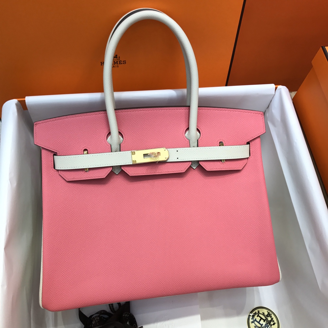 Hermes Birkin 35CM Epsom Leather Handbag Pink White